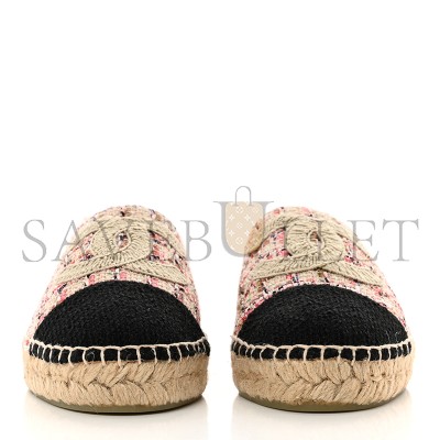 CHANEL TWEED CC ESPADRILLES PINK BLACK G29762